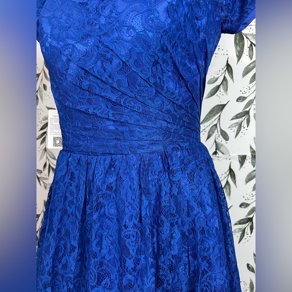 Beautiful Cocktail Lace Mother of The Bride Dress Vintage Style Blue Formal #B - Picture 5 of 14